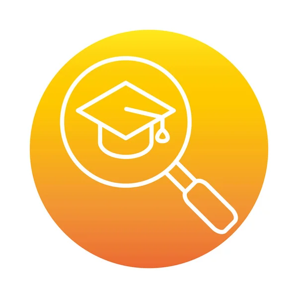 Graduação chapéu lupa educação on-line e desenvolvimento elearning ícone estilo gradiente — Vetor de Stock