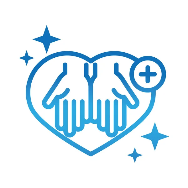 Персональная гигиена рук, профилактика сердечных заболеваний и икона в стиле здравоохранения — стоковый вектор