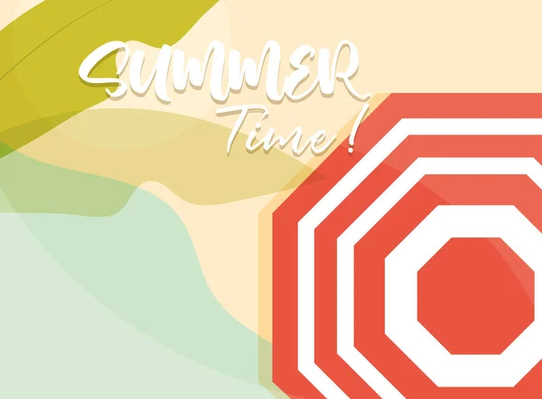 Hello nyár banner, esernyő strand szezon nyaralás utazási koncepció — Stock Vector