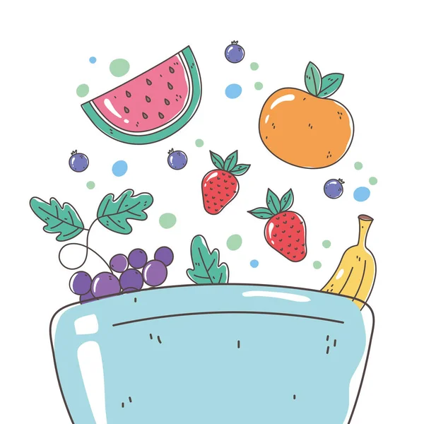 Здоровое питание диета органические свежие фрукты в миске — стоковый вектор