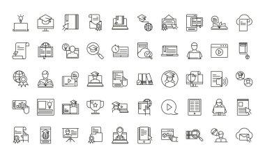 Online eğitim ve geliştirme sınıfı belirleme çizgisi simgesi