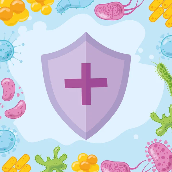 Télémédecine, protection du bouclier coronavirus maladie épidémique, traitement médical et services de santé en ligne — Image vectorielle