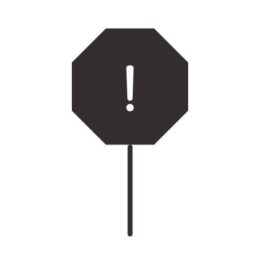 Uyarı simgesi, trafik uyarı tahtası, dikkat tehlike ünlem işareti siluet tarzı tasarım