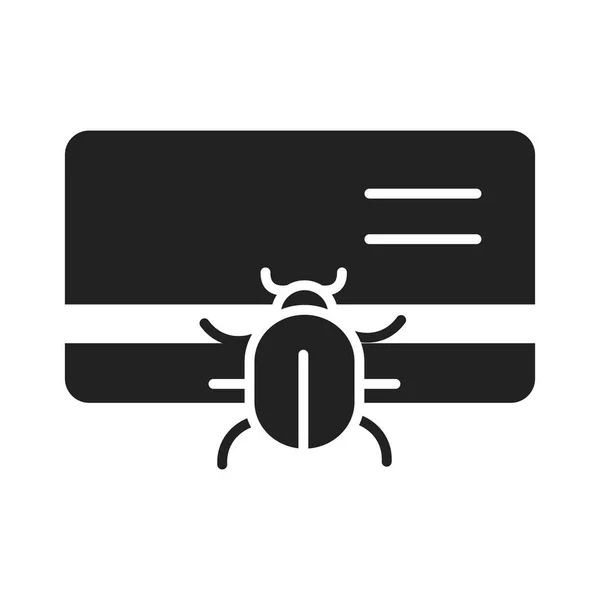 Cyber sécurité et information ou protection réseau infection de données virus bug silhouette style icône — Image vectorielle