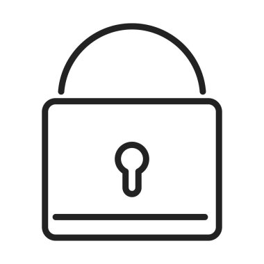 siber güvenlik ve bilgi veya ağ koruma asma kilit çizgisi biçimi simgesi