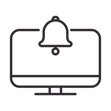 Uyarı simgesi, bilgisayar uyarı zili, mesaj dikkat tehlike ünlem önlemi, satır biçimi tasarımı