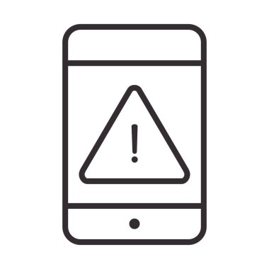 Uyarı simgesi, akıllı telefon uyarı işareti, dikkat tehlike ünlem önlemi, satır biçimi tasarımı