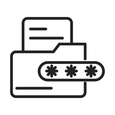 siber güvenlik ve bilgi veya ağ koruma veri dizini giriş çizgisi biçimi simgesi