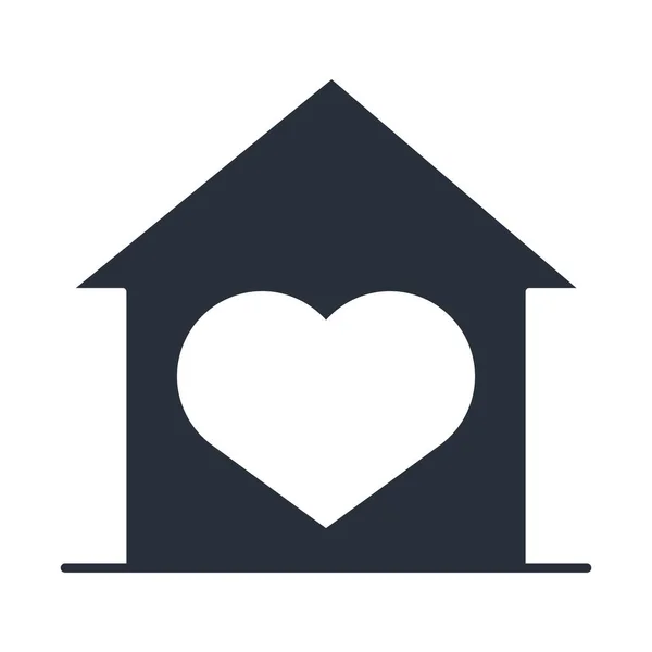 Haus Liebe Herz, Familientag, Ikone im Scherenschnitt-Stil — Stockvektor