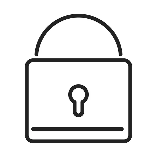 Ciberseguridad e información o protección de la red icono de estilo de línea de candado — Vector de stock