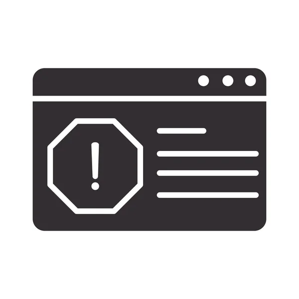 Alert icon, website error problem, attention danger exclamation mark precaution silhouette style design — Stock Vector