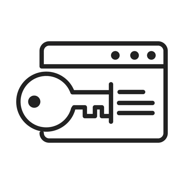 Cybersécurité et information ou protection réseau clé accès ligne de données style icône — Image vectorielle