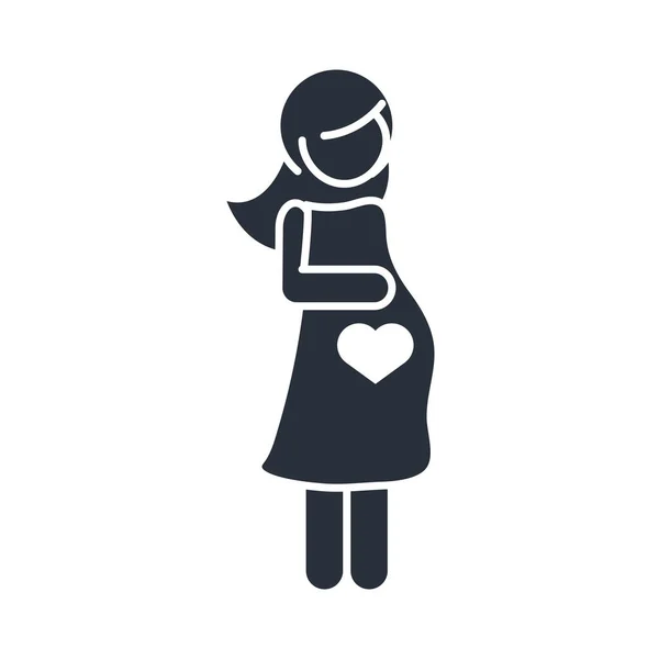 Pregnant woman mother character family day, icon in silhouette style — Stock Vector