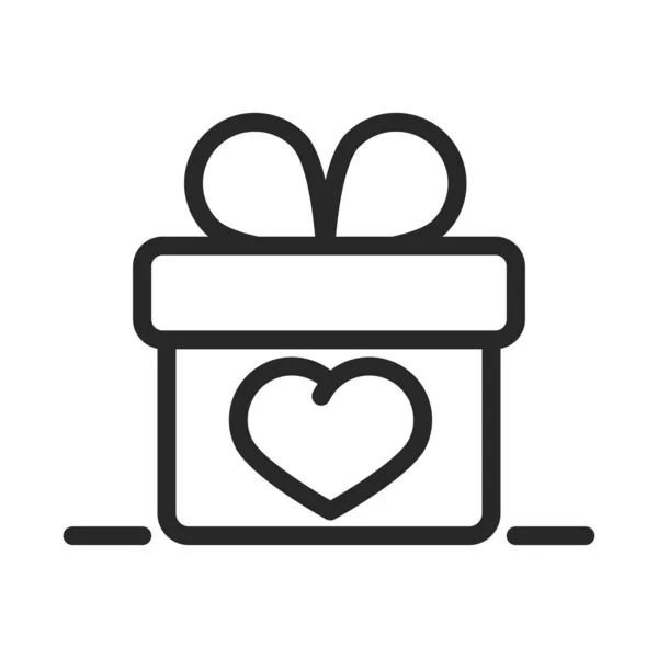 Don charité bénévolat aide sociale boîte cadeau coeur ligne style icône — Image vectorielle