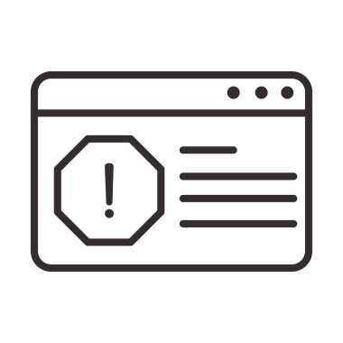 Uyarı simgesi, web sitesi hatası sorunu, dikkat tehlike ünlem önlemi, satır biçimi tasarımı