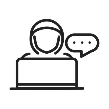 dizüstü bilgisayar satırı biçim simgesine sahip siber güvenlik ve bilgi veya ağ koruma hackerı