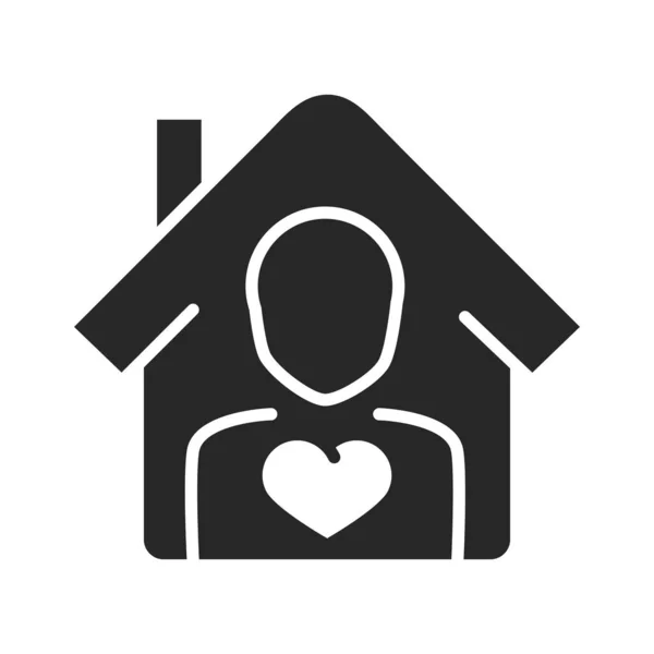 Donation charity volunteer help social person house love silhouette style icon — Stock Vector