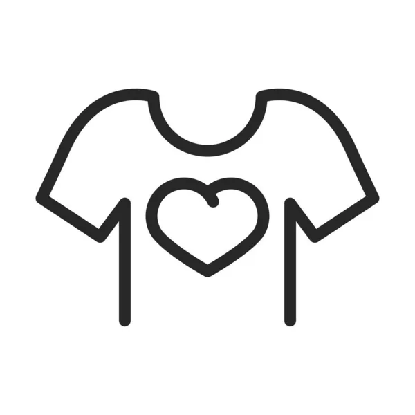 Don charité bénévolat social tshirt coeur imprimé ligne style icône — Image vectorielle