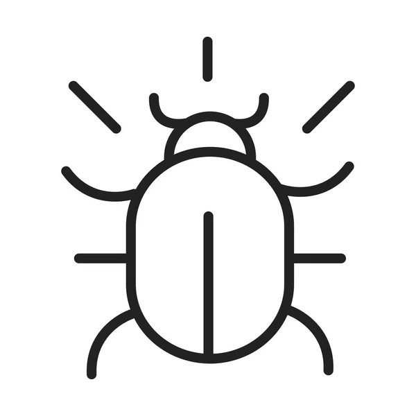 Cyber security and information or network protection bug virus line style icon — Stock Vector