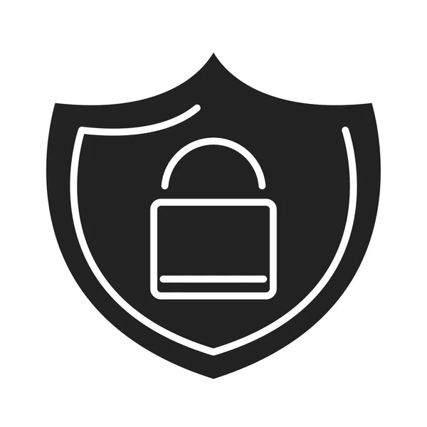 Иконка в стиле силуэта замка с защитой от кибербезопасности и информации или сетевой защиты — стоковый вектор