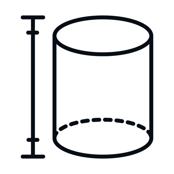 Matemática educação escola ciência geometria cilindro figura linha e ícone de estilo —  Vetores de Stock