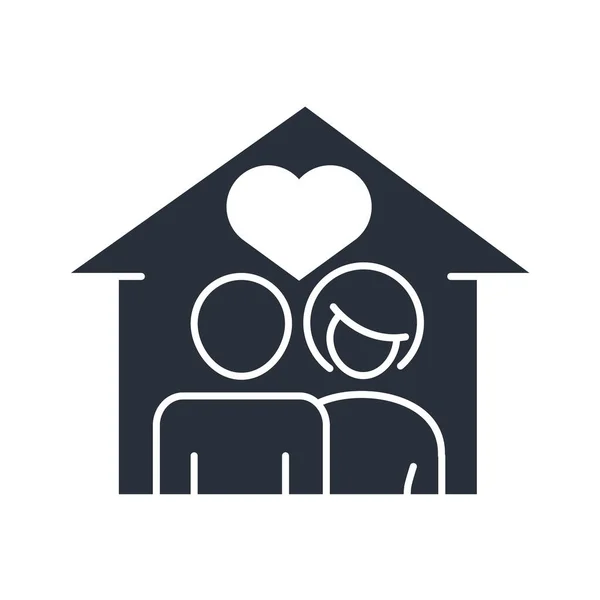 Father and mother in house love family day, icon in silhouette style — Stock Vector