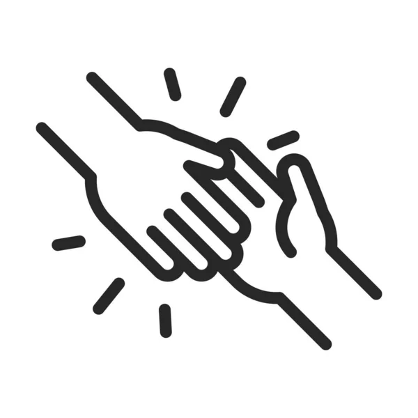 Don organisme de bienfaisance aide bénévole poignée de main sociale assistance ligne style icône — Image vectorielle