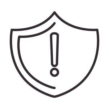 Uyarı simgesi, kalkan koruma uyarı işareti, dikkat tehlike ünlem önlemi, satır tasarımı