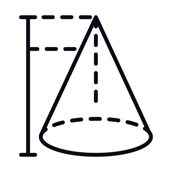 Mathématiques éducation école science géométrique figure cône ligne et style icône — Image vectorielle