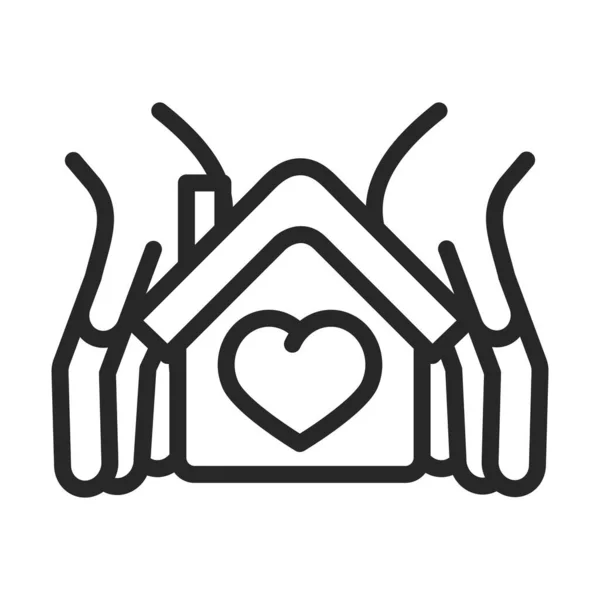 Donation charity volunteer help social hands protection house love line style icon — Stock Vector