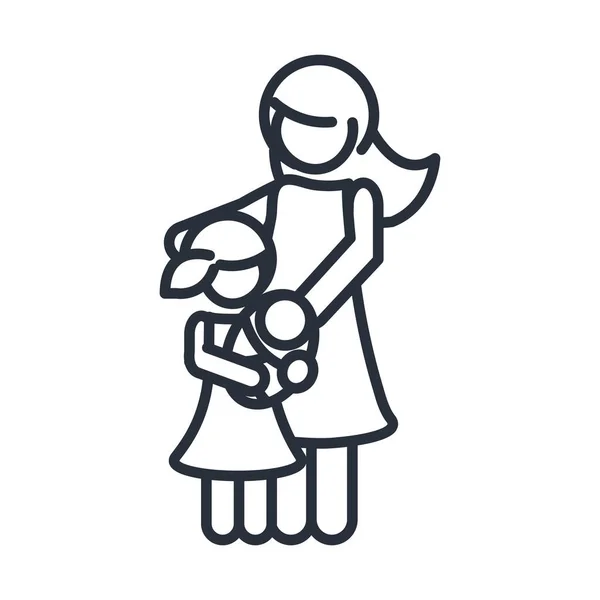 День матери и дочери с бабушкиным днем, икона в стиле набросков — стоковый вектор