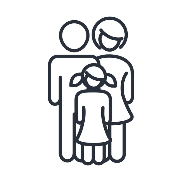 Vader mam en dochter samen karakter familie dag, pictogram in omtrek stijl — Stockvector