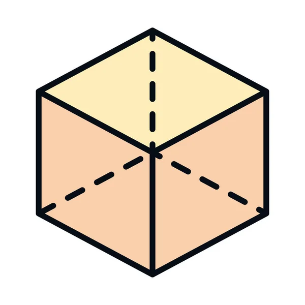 Matemática educação escola ciência tridimensional cubo geometria linha e ícone de estilo de preenchimento — Vetor de Stock