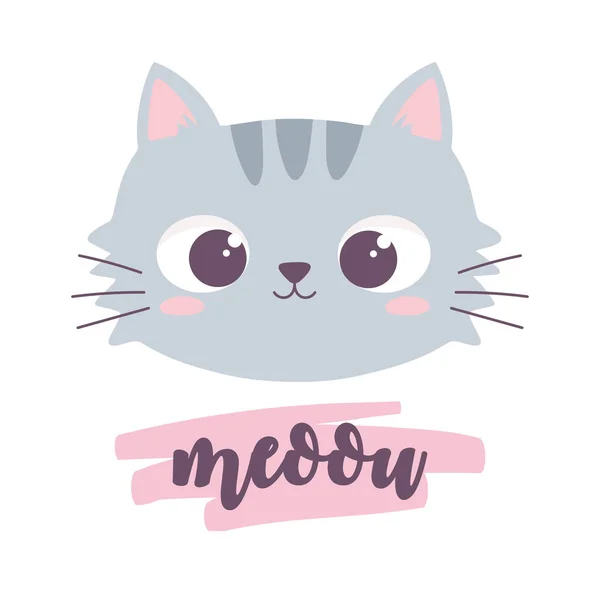 Mignon chat visage dessin animé animal drôle personnage — Image vectorielle