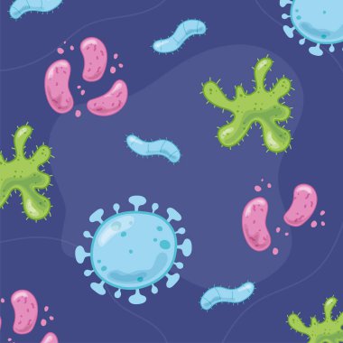 Coronavirus covid 19 ve hastalık hücreleriyle ilgili bakteriler içeren virüs geçmişi