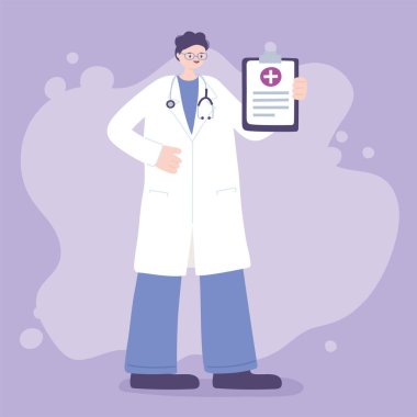 Teletıp, steteskop ve tıbbi raporlu pratisyen.