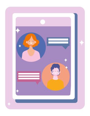 Sosyal, akıllı telefon sohbetleri online toplantı, önleme koronavirüs covid 19