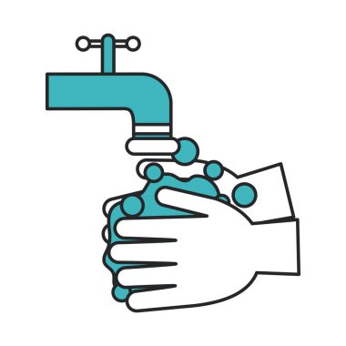 covid 19 koronavirüs, ellerini sabunla yıka, salgın hastalık yayılmasını önle salgın çizgisi ve tarz simgesini doldur