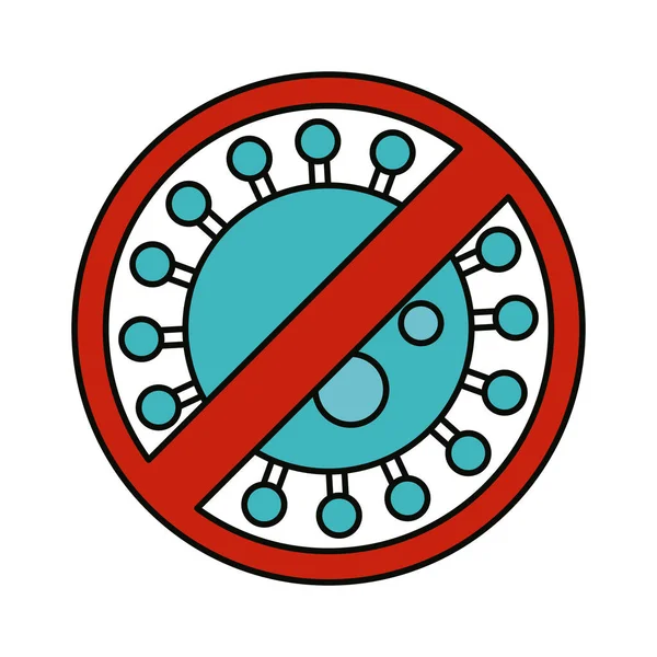 Covid 19 coronavirus, διακοπή του ιού αναπνευστική, πρόληψη εξάπλωση της νόσου πανδημία επίπεδη στυλ εικονίδιο — Διανυσματικό Αρχείο