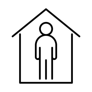 covid 19 koronavirüs sosyal uzaklık önleme, evde kalın, salgın yayılma vektör çizgisi tarzı simge