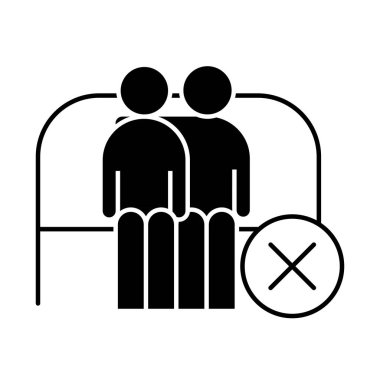 covid 19 koronavirüs sosyal mesafe önleme, sarılmaya izin yok, salgın yayılan vektör siluet tarzı simge