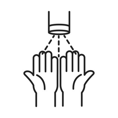 temizlik dezenfeksiyonu, ellerinizi yıkayın, koronavirüs önleme dezenfekte ürünleri çizgi ikonu