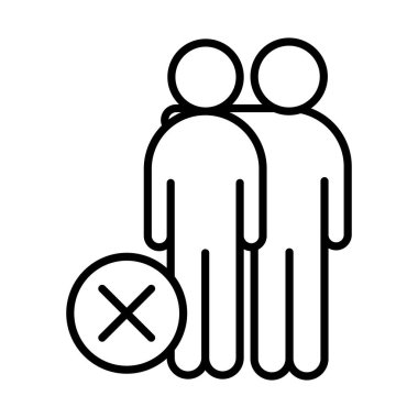 covid 19 koronavirüs sosyal uzaklık önleme, kucaklaşma yok, salgın yayılan vektör çizgisi tarzı simge