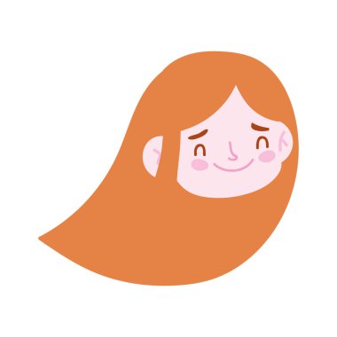 Sevimli küçük kız yüzü çizgi film karakteri izole tasarım simgesi