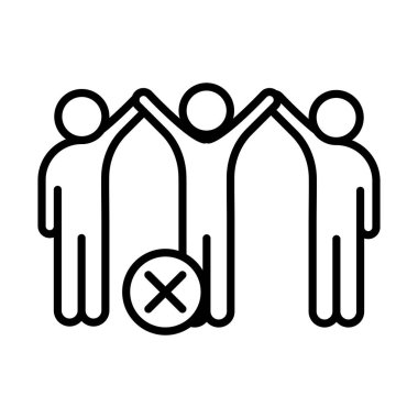 covid 19 koronavirüs sosyal uzaklık önleme, uzakta virüs patojenleri ile toplantı, salgın yayılan vektör çizgisi tarzı simge