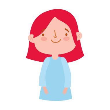 Sevimli küçük kız çizgi film karakteri izole tasarım simgesi