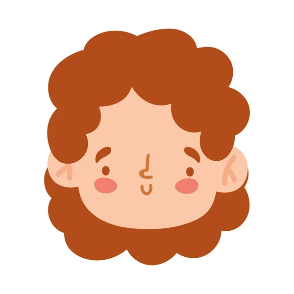 Söt liten pojke ansikte karaktär tecknad isolerad design ikon — Stock vektor