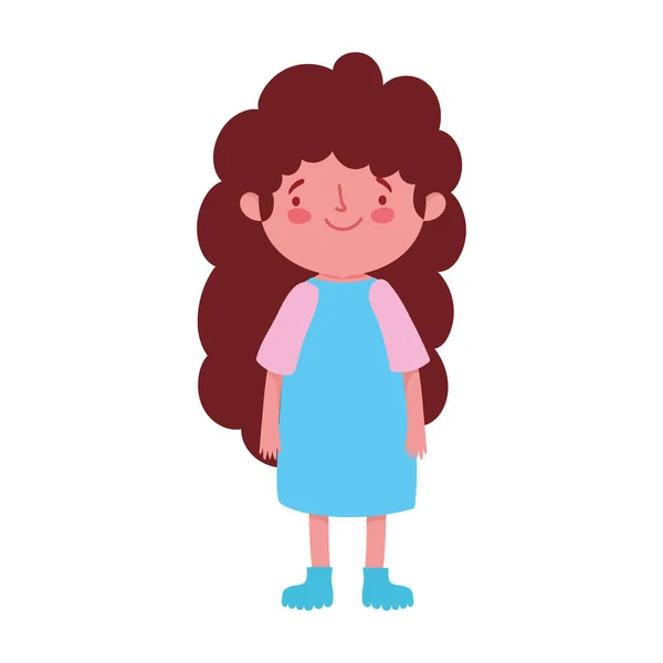 Cute little girl cartoon character isolated design icon — Stock Vector