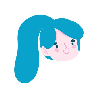 Sevimli küçük kız yüzü çizgi film karakteri izole tasarım simgesi