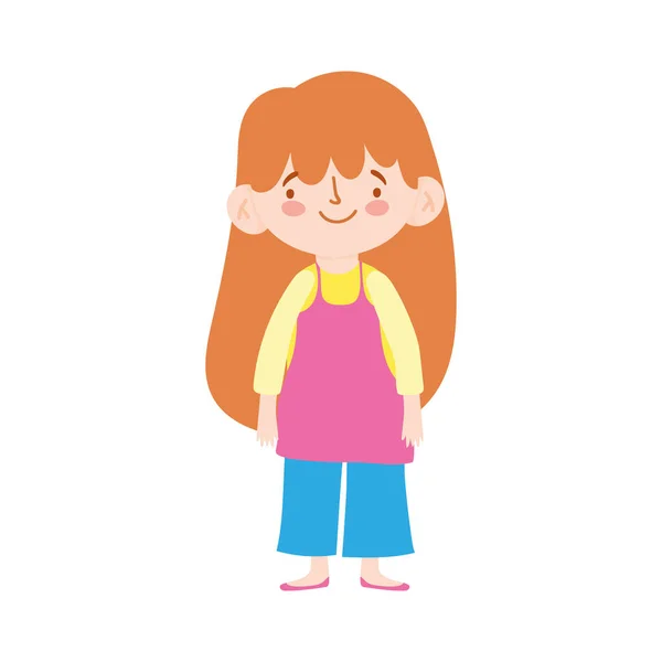 Aranyos kislány rajzfilm karakter elszigetelt design ikon — Stock Vector